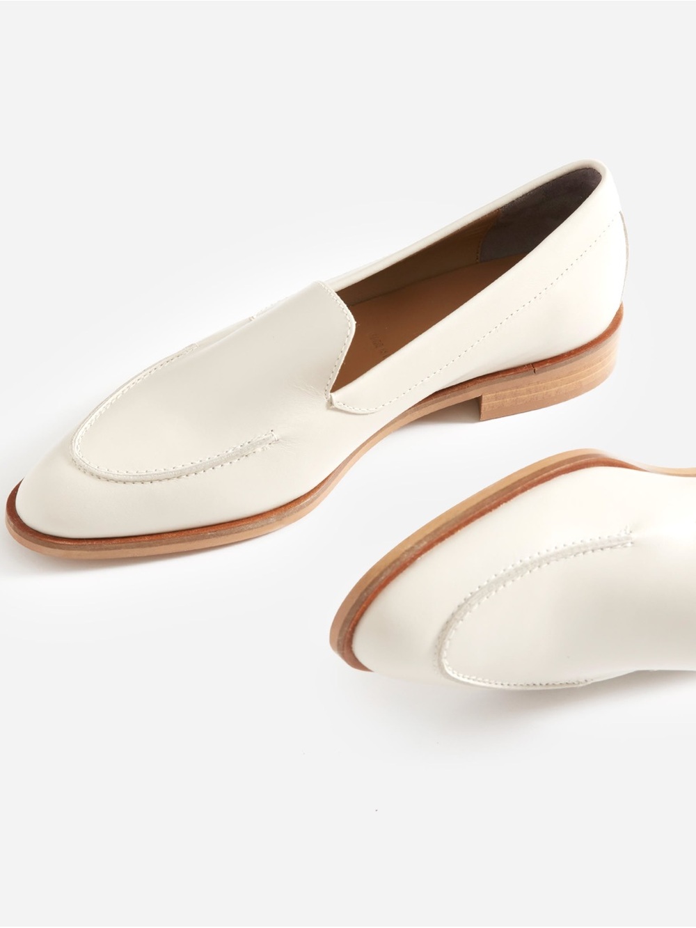 $168 Everlane Made in Italy White Leather Modern Loafers Flats Size 6.5